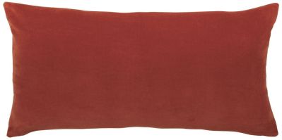 Housse de coussin uni Elise en coton coloris Tomette 55x110 - Vivaraise