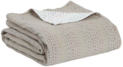 Jeté de lit Gastounet en coton coloris Multico 260x260 - Vivaraise