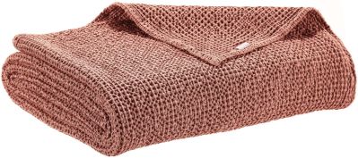 Jeté de lit Maïa coton recyclé/coton coloris Terracotta 180x260 - Vivaraise