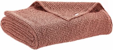 Jeté de lit Maïa coton recyclé/coton coloris Terracotta 240x260 - Vivaraise