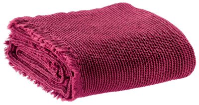 Plaid Kaya en coton/lin coloris Fuchsia 140x200 - Vivaraise