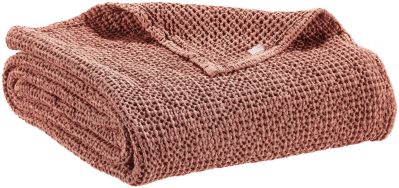 Plaid Maïa coton recyclé/coton coloris Terracotta 140x200 - Vivaraise