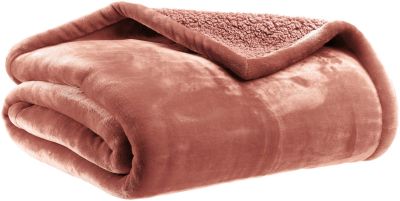 Plaid Michka en polyester coloris Terracotta 130x160 - Vivaraise