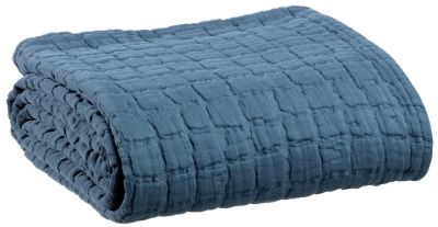 Plaid uni Swami en coton stonewashed coloris Tempête 130x200 - Vivaraise