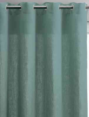 Rideau voilé uni Zeff en lin/coton coloris Vert de gris 140x280 - Vivaraise