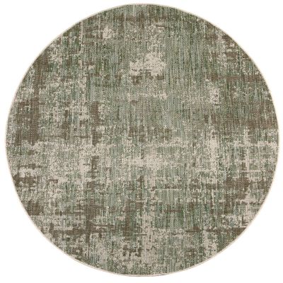 Tapis Catania en polypropylène effet usé coloris Agave rond Ø160 - Vivaraise