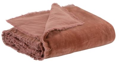 Édredon uni Fara en velours de coton coloris Bois de rose 85x200 - Vivaraise