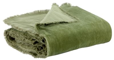 Édredon uni Fara en velours de coton coloris Olive 85x200 - Vivaraise