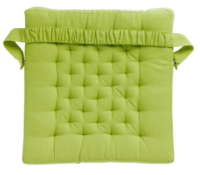 Galette de chaise vert en coton 40x40 cm uni