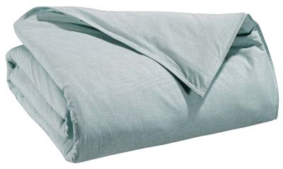 Housse de couette Louna coton lavé rayures coloris Vert Lichen 260x240 - Winkler