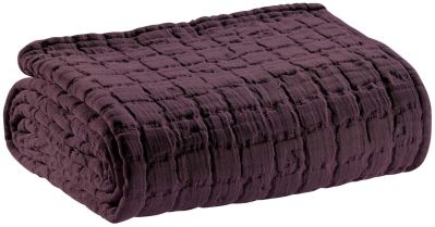 Plaid uni Swami en coton stonewashed coloris Prune 130x200 - Winkler