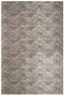 Tapis Nola acrylique/coton motifs zig-zag effet usé coloris Gris 155x230 - Winkler