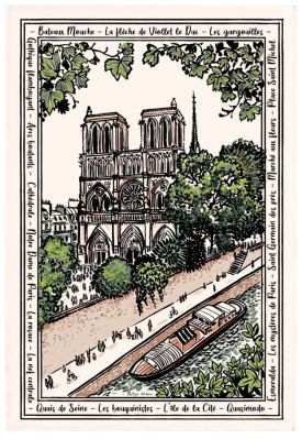 Torchon Notre dame en coton coloris Ecru 48x72 - Winkler