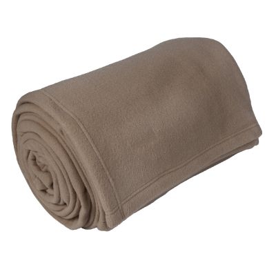 Couverture polaire Teddy en polyester uni Taupe 180x240 - Toison d'Or