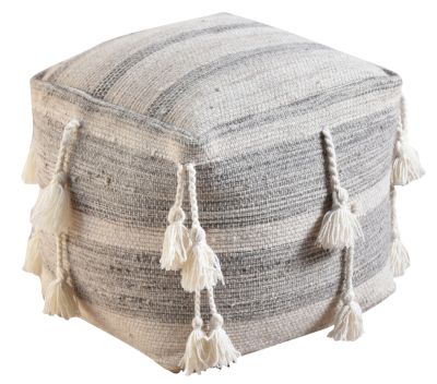 Pouf Gustel Laine/Coton coloris Multico 40x40x40 - The Rug Republic