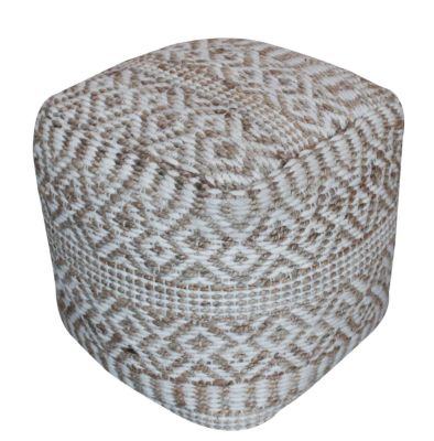 Pouf Sarah chanvre/laine/coton coloris Multico 40x40x40 - The Rug Republic