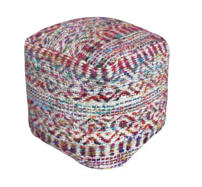 Pouf Sarah fibres naturelles recyclées coloris Multicolore 40x40x40 - The Rug Republic