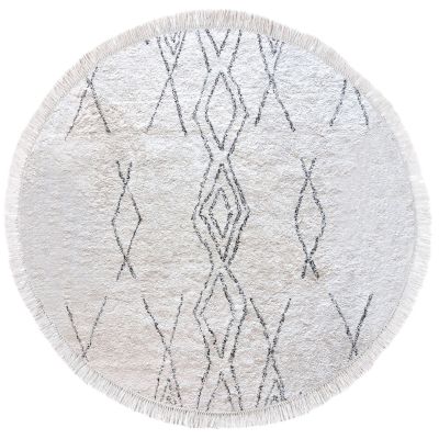 Tapis Crimble en coton coloris Ivoire/Charbon rond Ø160 - The Rug Republic