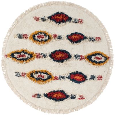 Tapis Dorrigo tufté main en coton coloris Ivoire/Multi rond Ø160 - The Rug Republic