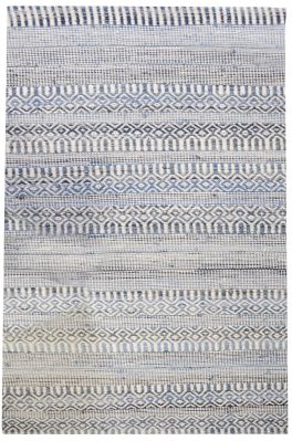 Tapis Sarah tissé main en coton/laine coloris Ivoire/bleu 120x180 - The Rug Republic