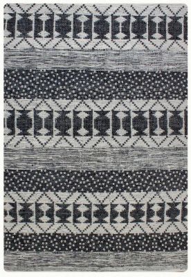 Tapis Zambezi en caoutchouc/polyester coloris Ivoire/Charbon 160x230 - The Rug Republic