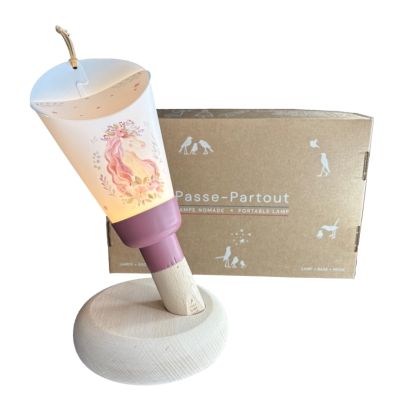 Coffret Lampe Nomade enfant Licorne base rose d'antan - Maison Polochon