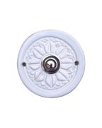 Sonnette décorée filaire ronde chrome en céramique blanc - Sonnette déco