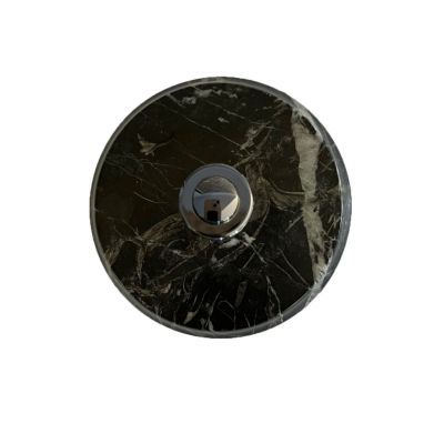 Sonnette décorée filaire ronde chrome en marbre noir - Sonnette déco