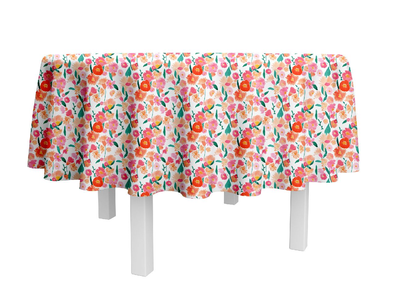 Nappe Millefiori coton enduit PVC Blanc 160X160 - NYDEL