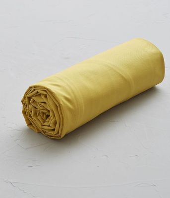 Drap housse uni en coton coloris jaune Bourdon TPR 2x70x190 - Sylvie Thiriez