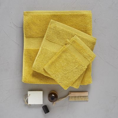 Tapis de bain uni en coton coloris jaune Sésame 50x80 - Sylvie Thiriez