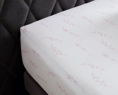 Drap housse Aura en percale de coton bio rose 140x190