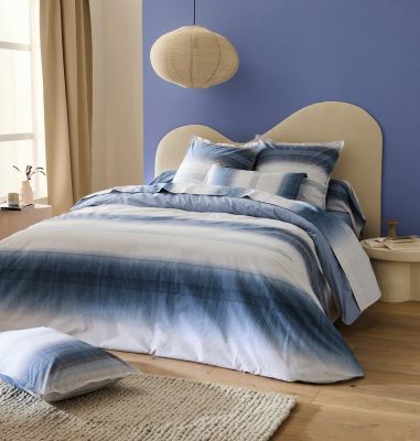 Drap plat Esteban bleu percale 180x290 - Tradilinge