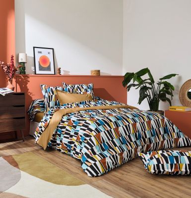 Drap plat Pietro coton coloris camel 180x290 - Tradilinge