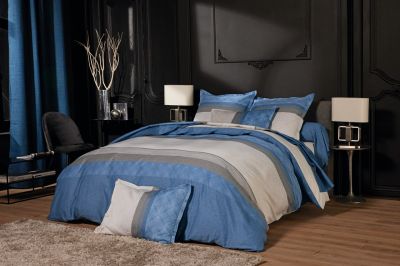 Drap plat Tiago satin de coton indigo 180x290 - Tradilinge