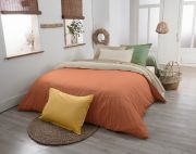 Drap plat uni coton bio coloris ocre 180x290 - Tradilinge