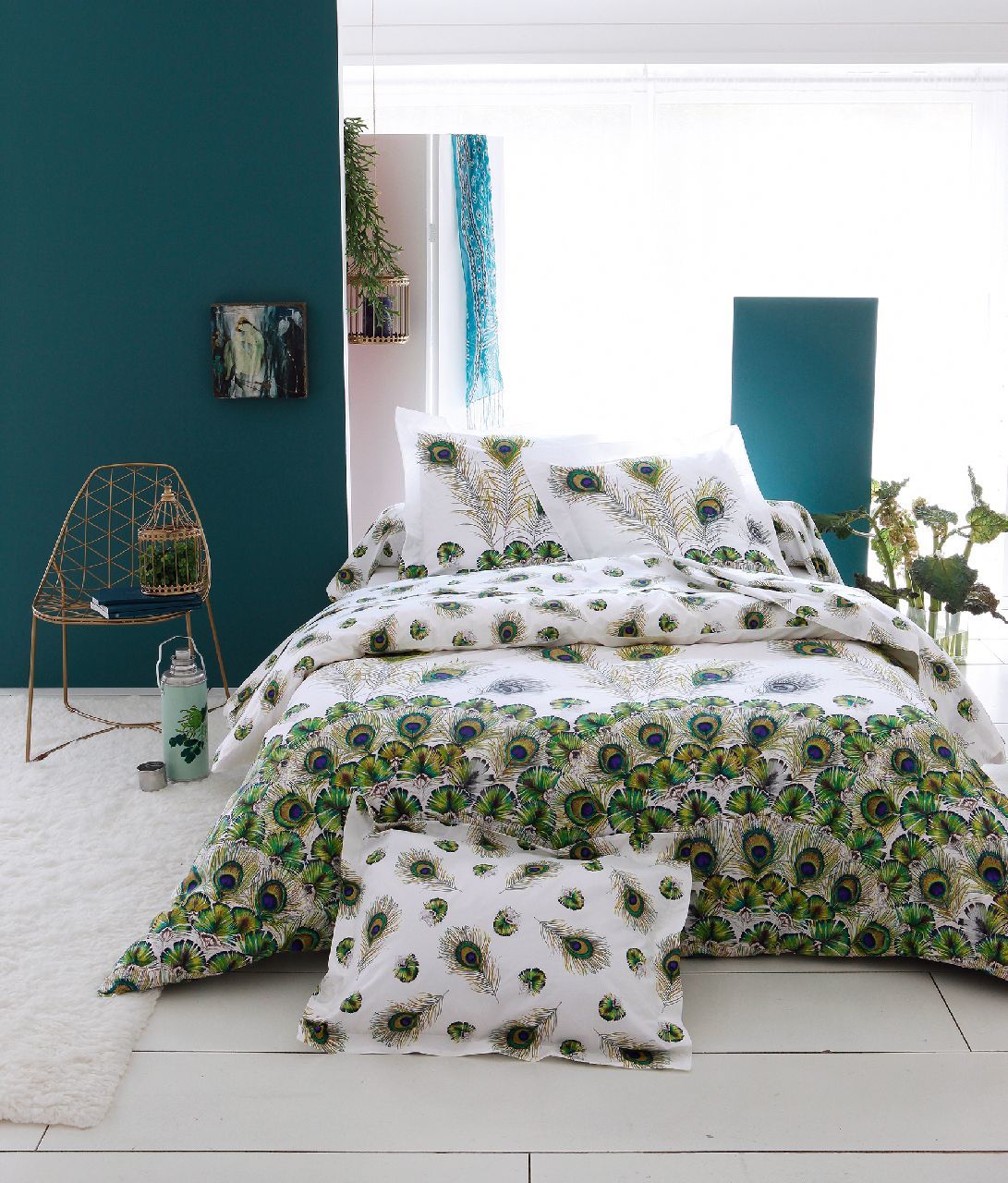 Housse de couette 140x200 cm Percale 100% coton ESCALE vert