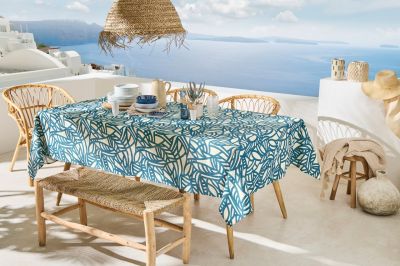 Nappe Eva coton enduit coloris blue 160x300 - Tradilinge