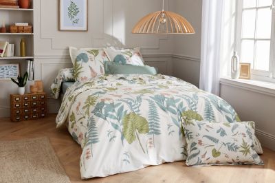 Taie de traversin Féérie sauge en percale 43x140 - Tradilinge