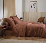 Taie de traversin Grand Hôtel satin de coton coloris cuir 43x200 - Tradilinge