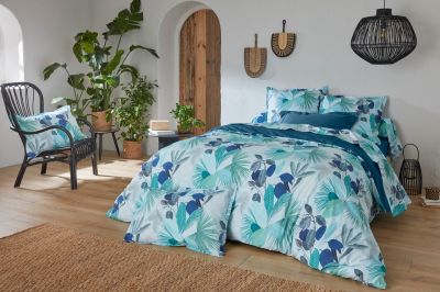 Taie de traversin Mooréa cobalt en percale 43x140 - Tradilinge