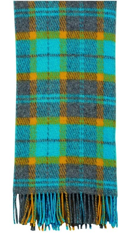 Plaid Fantaisie écossais gris/jaune/turquoise 130x170 - Autrement dit